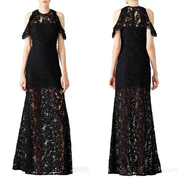 Alexis Black Open Shoulder Evie Lace Gown $650 - Picture 1 of 7